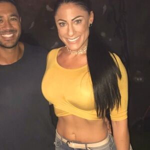 Mustard Yellow Wrap-Around Waist Crop Top - short sleeves - worn 2X